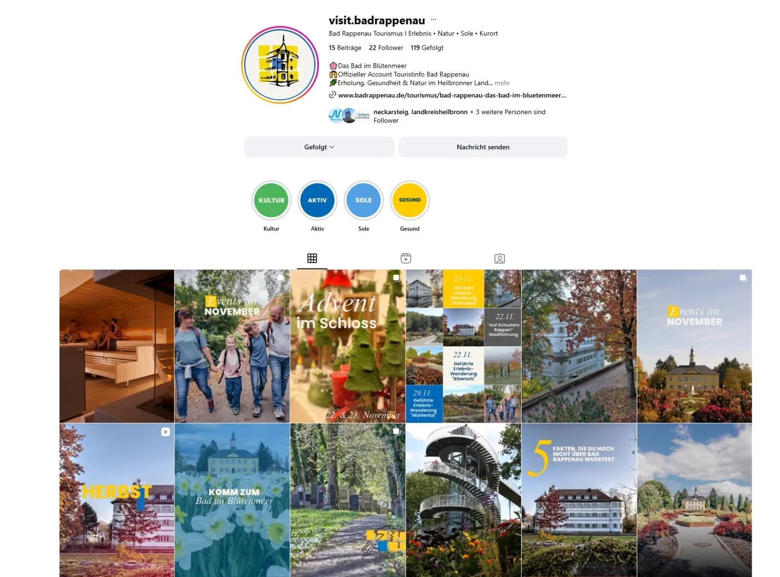 Screenshot Instagram-Seite Tourismus