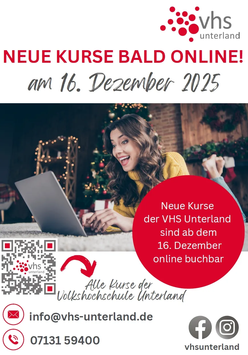 Plakat zu den neuen vhs-Kursen (Bild: vhs Unterland)