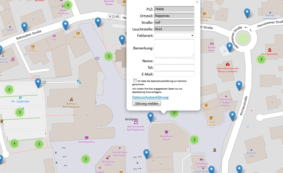 Screenshot der Störungsmeldung